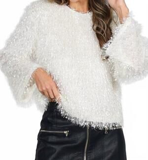 NEW VINE & LOVE women's fluffy fuzzy blouse top in cream